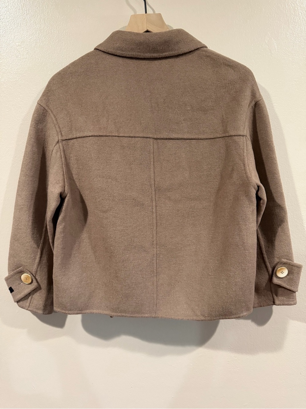 New with Tags Women’s Double-Breasted Wool Cropped Coat in Taupe - Medium/Large - Picture 7 of 12